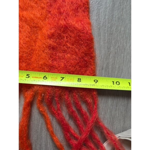 Vintage Mohair 100% Fringe Scarf Orange & Beige Made In Western Germany - Picture 5 of 5